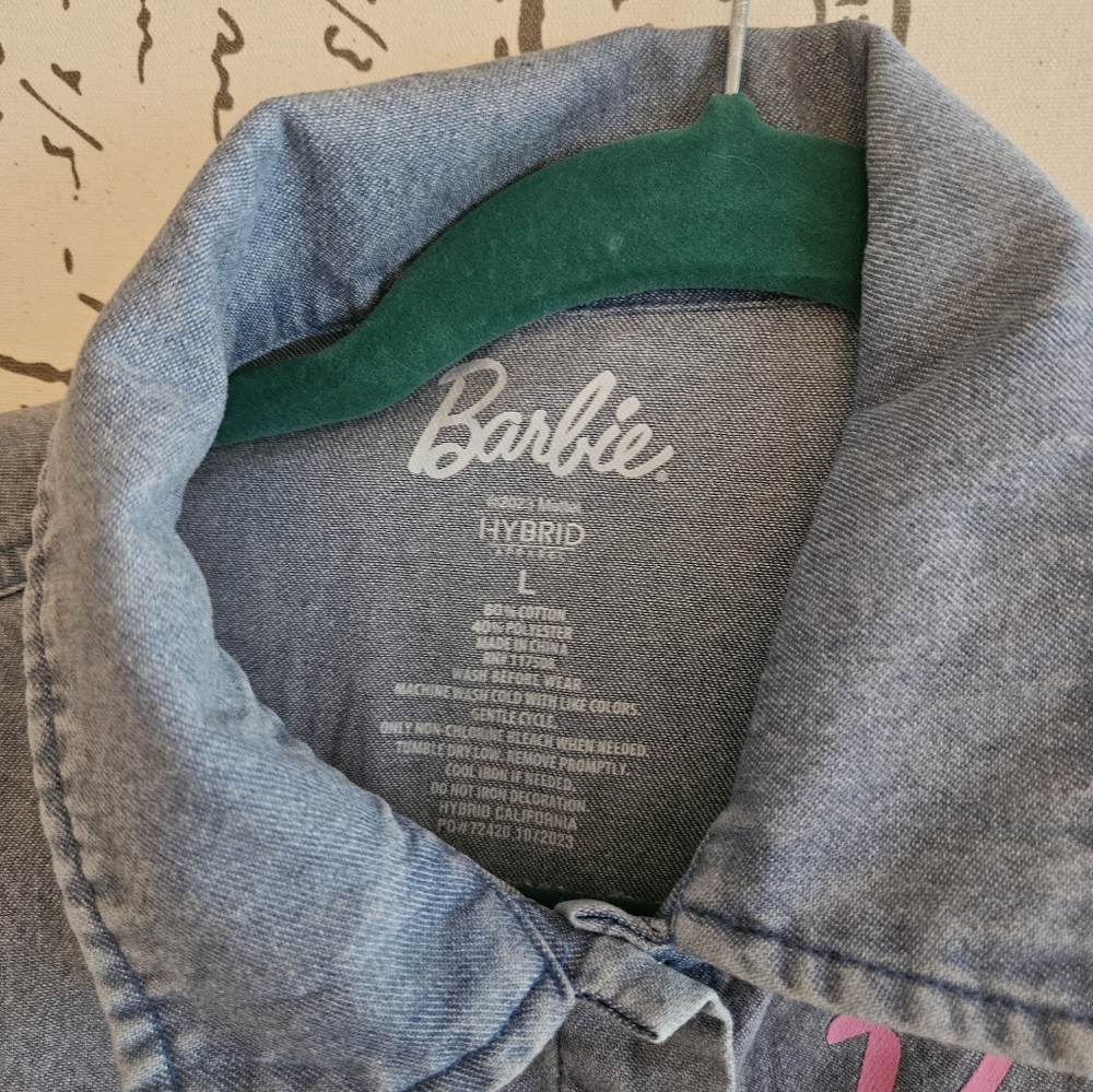 Barbie Kids Light Blue Denim Jacket with Pink Logo - Picture 3 of 4